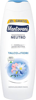 Mantovani Bagnodoccia Neutro Talco e Fiori gel za tuširanje talk i cvjetovi formula extra delicata 95% prirodnih sastojaka dermatološki testiran +25% gratis (750ml)
