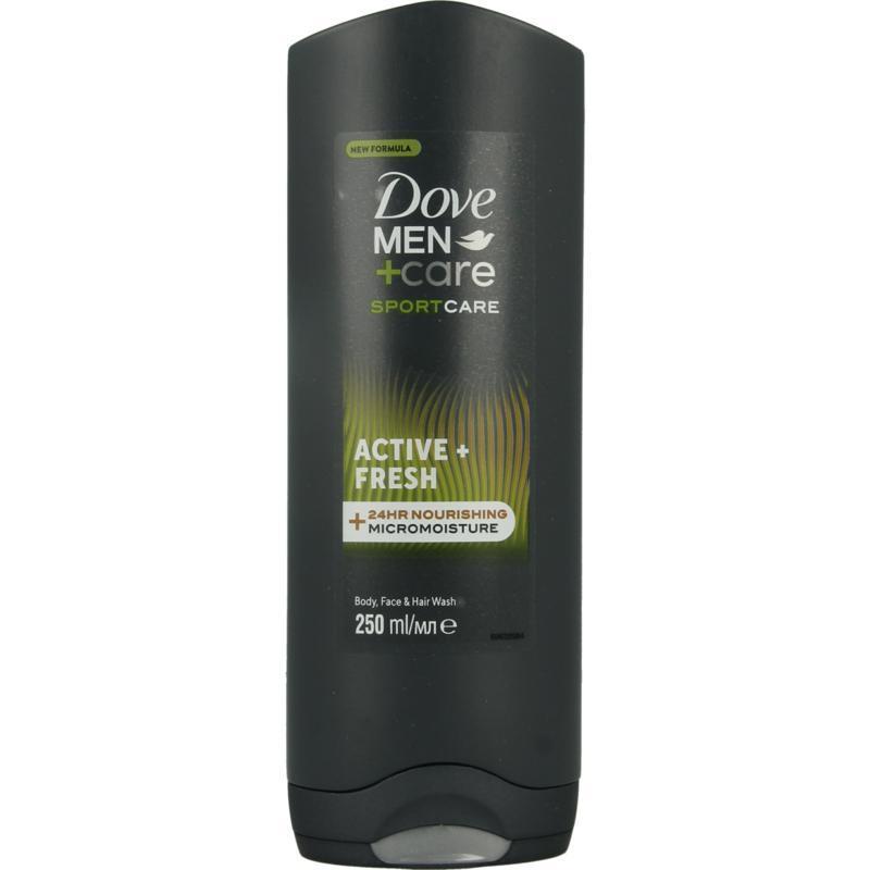 Dove Men+Care SportCare Active + Fresh gel za tuširanje tijelo lice i kosa 24hr nourishing micromoisture nova formula 3in1 (250ml)