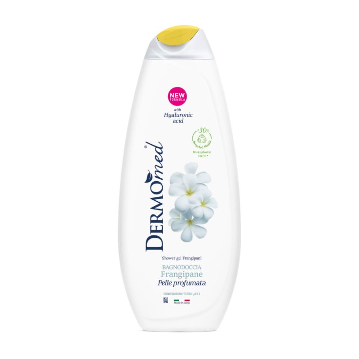 DERMOmed Bagnodoccia Frangipane Pelle Profumata gel za tuširanje frangipani nova formula sa hijaluronskom kiselinom microphotonic frizz 30 mirisnih perli dermatološki testiran Made in Italy (500ml)