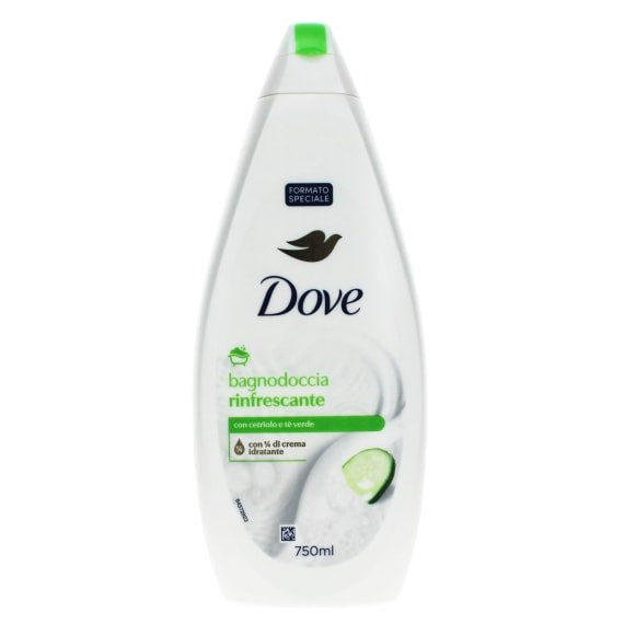 Dove Bagnodoccia Rinfrescante Cetriolo e Tè Verde gel za tuširanje krastavac i zeleni čaj con ¼ di crema idratante formato speciale osvježavajući miris (750ml)