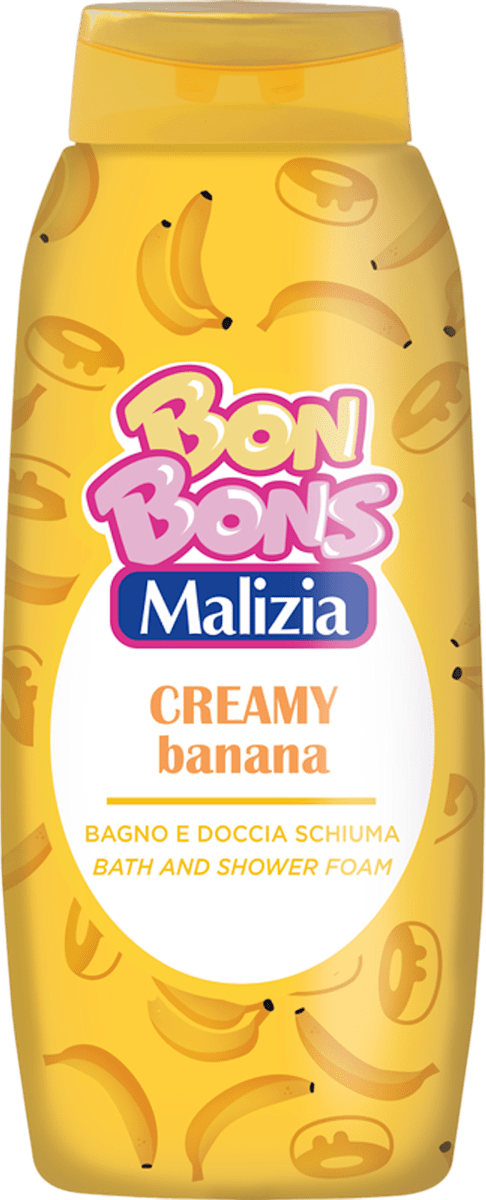 Malizia Bon Bons Creamy Banana Bagno e Doccia Schiuma pjena za kupanje i tuširanje kremasta banana bath and shower foam za djecu i tinejdžere (250ml)