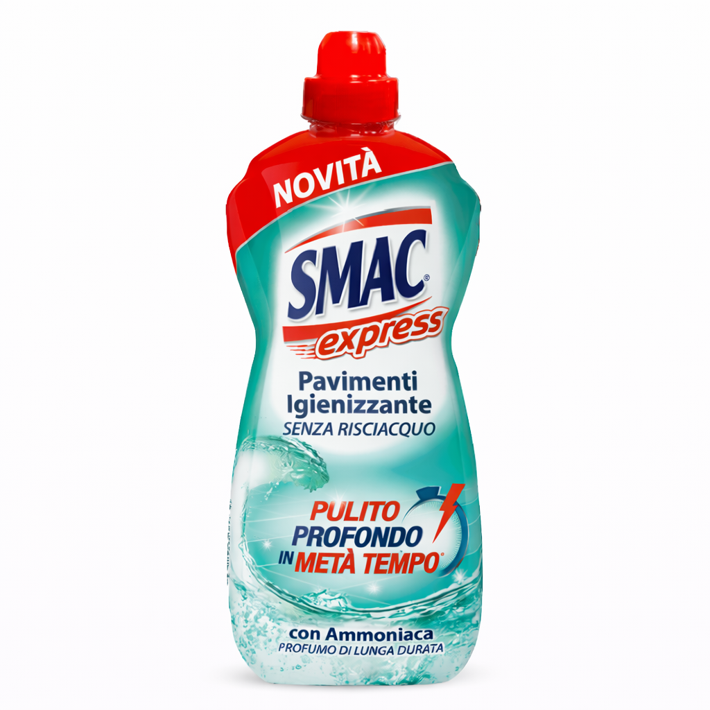 Smac Express Pavimenti Igienizzante con Ammoniaca Senza Risciacquo Profumo di Lunga Durata (1L)