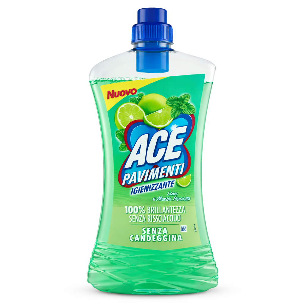 ACE Pavimenti Igienizzante Lime e Menta Fresca Senza Candeggina 100% Brillantezza (1L)