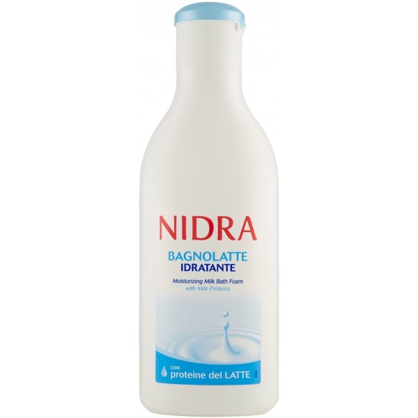 Nidra Bagnolatte Idratante Moisturizing Milk Bath Foam pjena za kupanje sa proteinima mlijeka con proteine del latte svilenkasto mekana koža ikonična bijela boca Made in Italy (750ml)