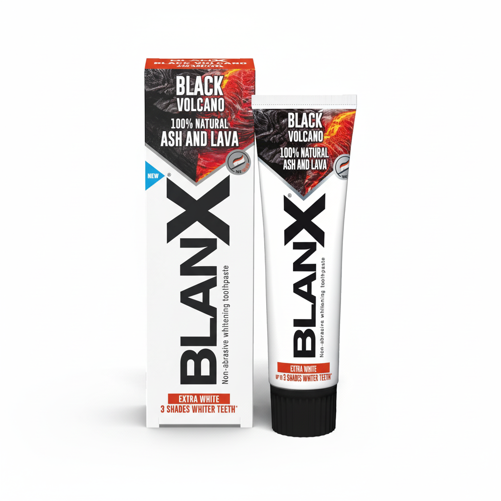 BlanX Black Volcano Extra White pasta za zube sa vulkanskim pepelom i lavom 100% prirodni 3 nijanse bjelji zubi (75ml)
