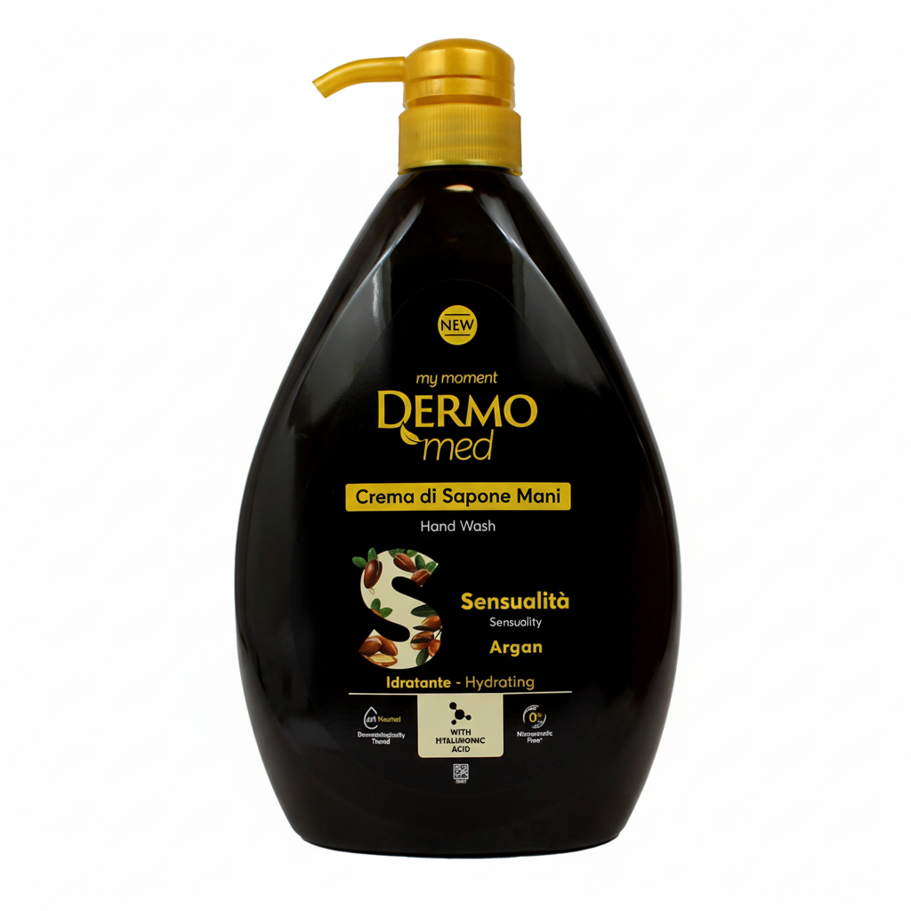 Dermo Med My Moment Crema di Sapone Mani Sensualità Argan Hand Wash Idratante Hydrating con Acido Ialuronico pH Neutro (1000ml)