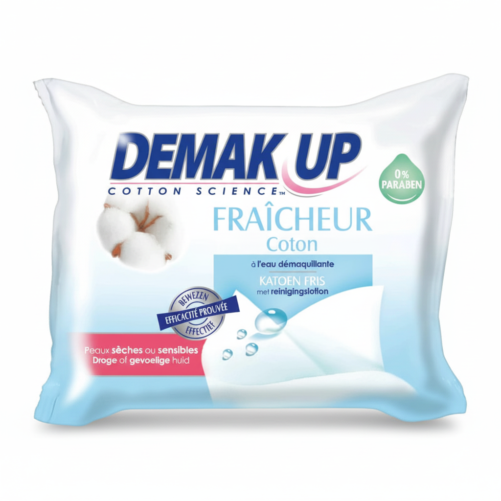 Demak'Up Fraîcheur Coton à l'Eau Démaquillante Cotton Science 0% Parabeni Peaux Sèches ou Sensibles (25 Dischetti)