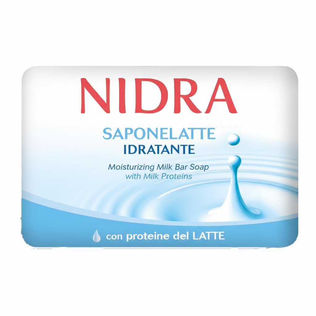 Nidra Saponelatte Idratante Bar Soap Moisturizing Milk Bar Soap con Proteine del Latte Made in Italy (100g)