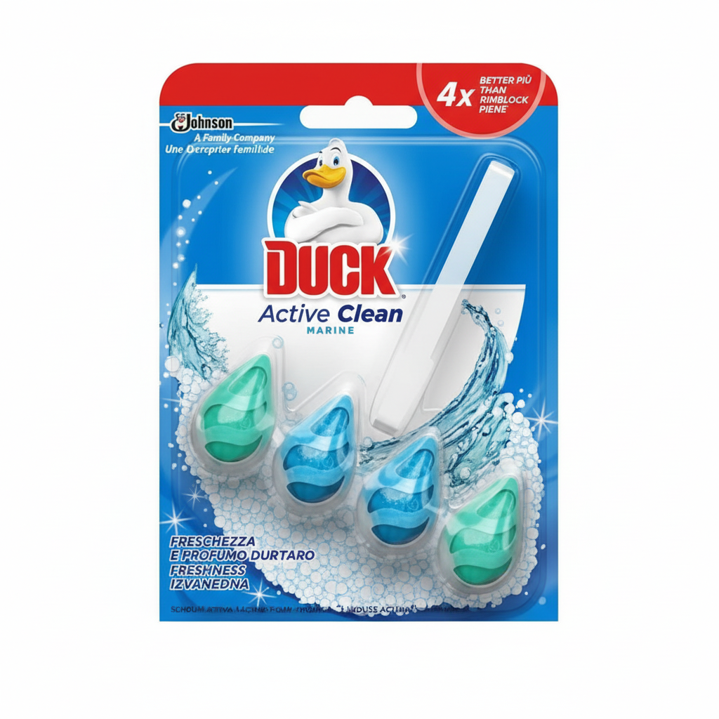 Duck Active Clean Marine osvježivač za WC šolju morski miris gel kapsule 4x efekat čistoće i svježine (38.6g)
