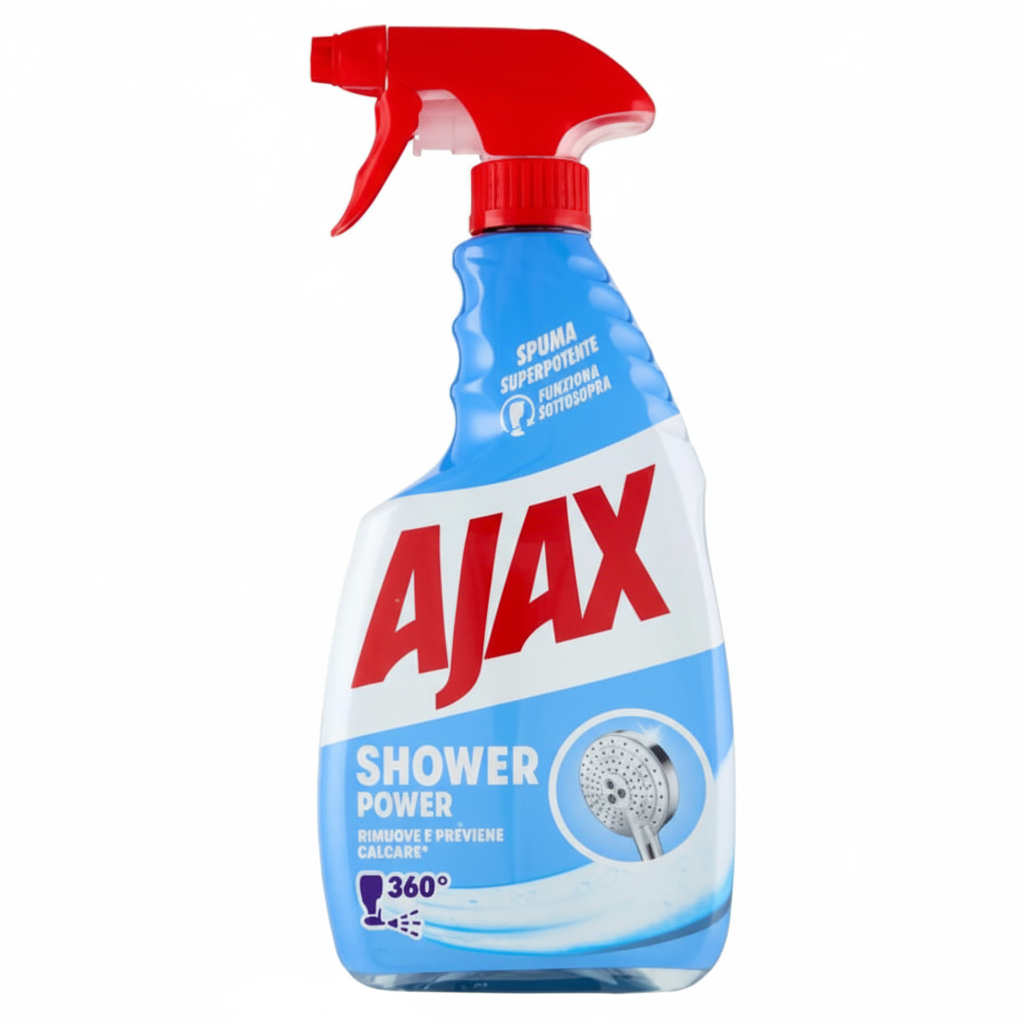 Ajax Shower Power Anticalcare per Doccia Rimuove Calcare e Sporco Ostinato Tecnologia 360° (600ml)