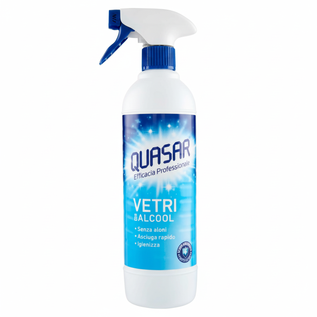 Quasar Linea Professionale Vetri con Alcool Efficacia Professionale Asciugatura Rapida Non Lascia Aloni (1000ml)