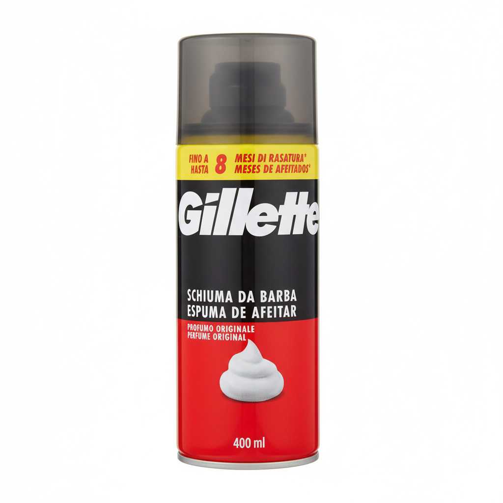 Gillette Schiuma da Barba Profumo Originale Regular Espuma de Afeitar Fino a 8 Mesi di Rasatura Shaving Foam (400ml)
