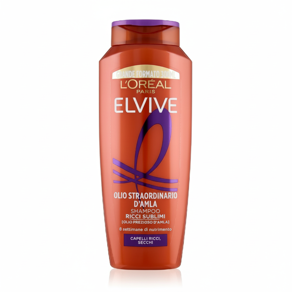 L'Oréal Elvive Olio Straordinario d'Amla Shampoo Ricci Sublimi con Olio Prezioso d'Amla 6 Settimane di Nutrimento per Capelli Ricci Secchi (300ml)