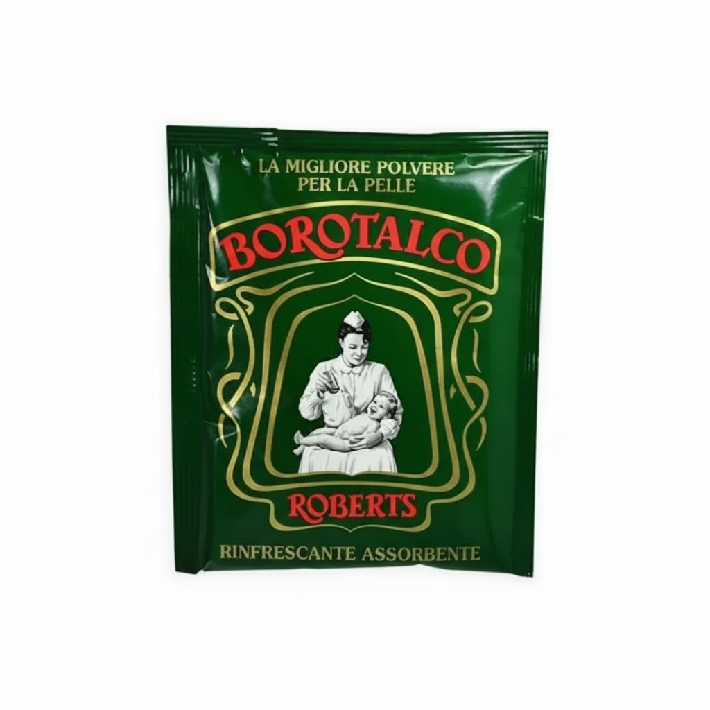 Borotalco Roberts Polvere Rinfrescante Assorbente La Migliore Polvere per la Pelle Classico Talco Profumato Made in Italy Busta Monodose (100g)