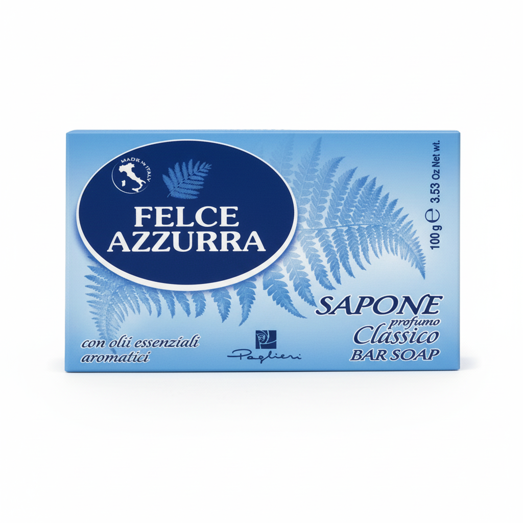 Felce Azzurra Sapone Classico Bar Soap con Oli Essenziali Aromatici Profumo Classico Paglieri Made in Italy (100g)