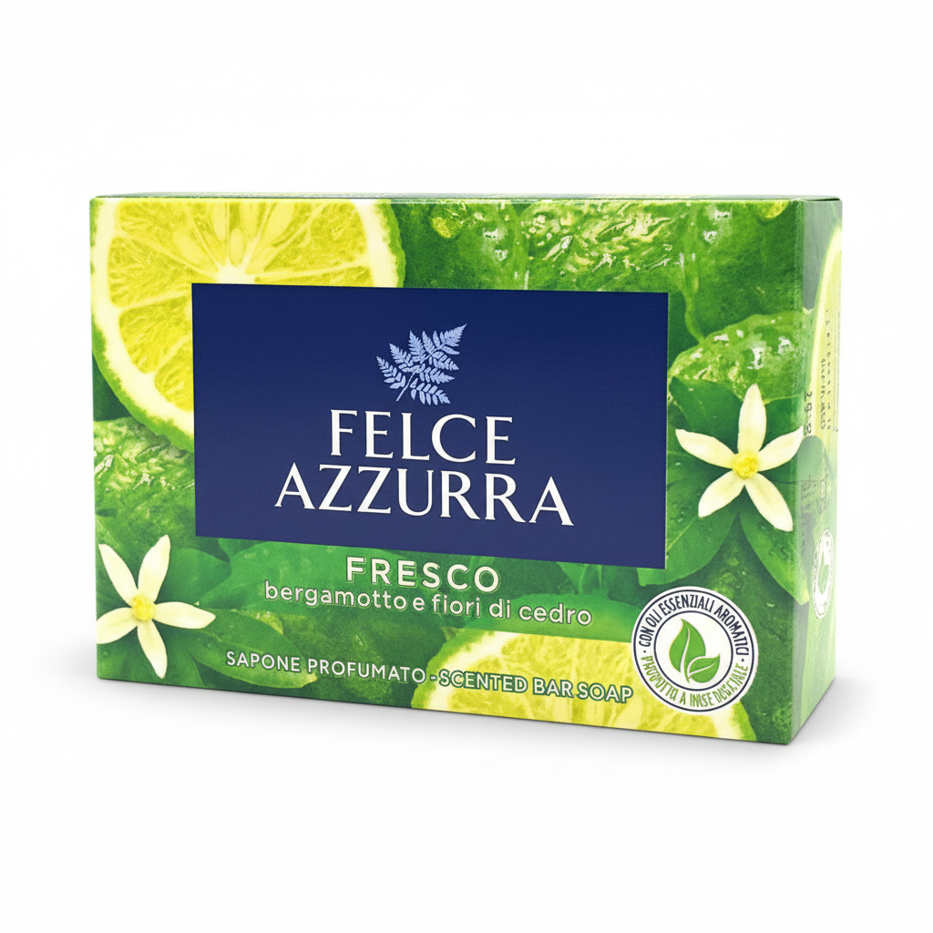 Felce Azzurra Fresco Bergamotto e Fiori di Cedro Sapone Profumato Scented Bar Soap con Oli Essenziali Made in Italy (100g)