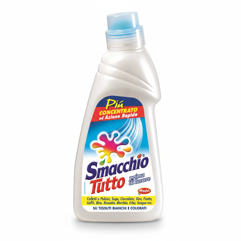 Smacchio Tutto Più Concentrato ad Azione Rapida Prima del Lavaggio per Colletti Polsini Sugo Cioccolato Vino Frutta Caffè Birra su Tessuti Bianchi e Colorati (500ml)