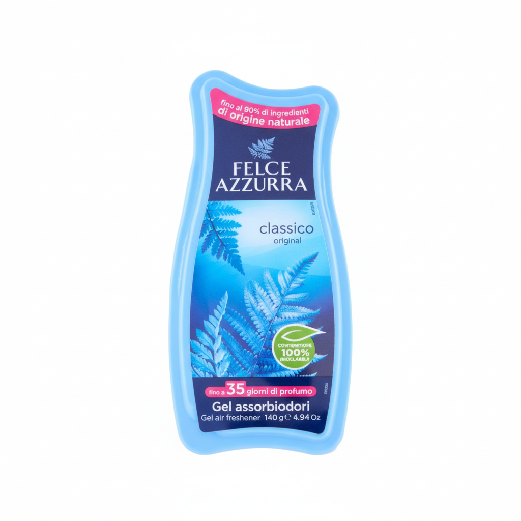 Felce Azzurra Classico Gel Assorbiodori Original Fino a 35 Giorni di Profumo 90% Ingredienti di Origine Naturale Made in Italy (140g)