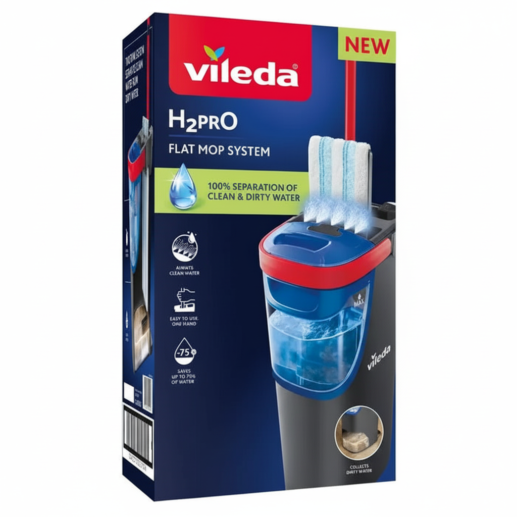 Vileda H2PRO Flat Mop System komplet za čišćenje poda 100% razdvajanje čiste i prljave vode štedi 75% vode (1 set)
