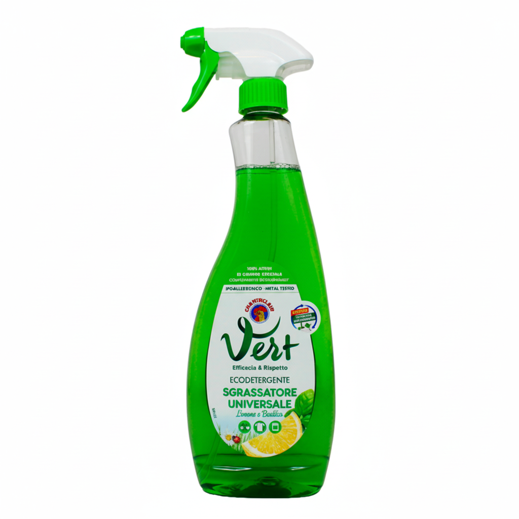Chanteclair Vert Ecodetergente Sgrassatore Universale Limone e Basilico Efficacia e Rispetto Ipoallergenico Dermatologicamente Testato (625ml)