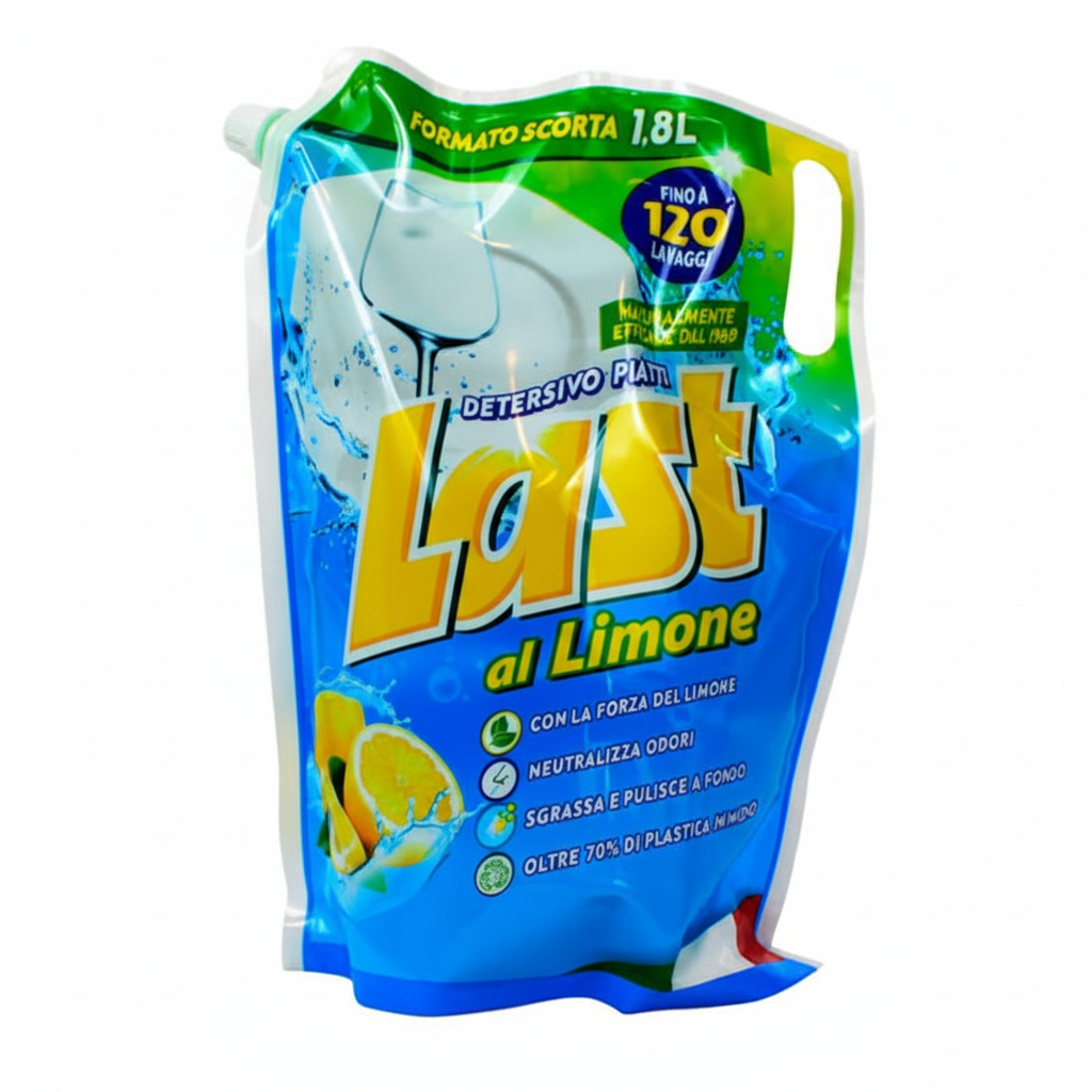 Last Detersivo Piatti al Limone con la Forza del Limone Neutralizza i Cattivi Odori Sgrassa e Rinfresca a Fondo Ricarica Ecologica (1800ml - Fino a 120 Lavaggi)