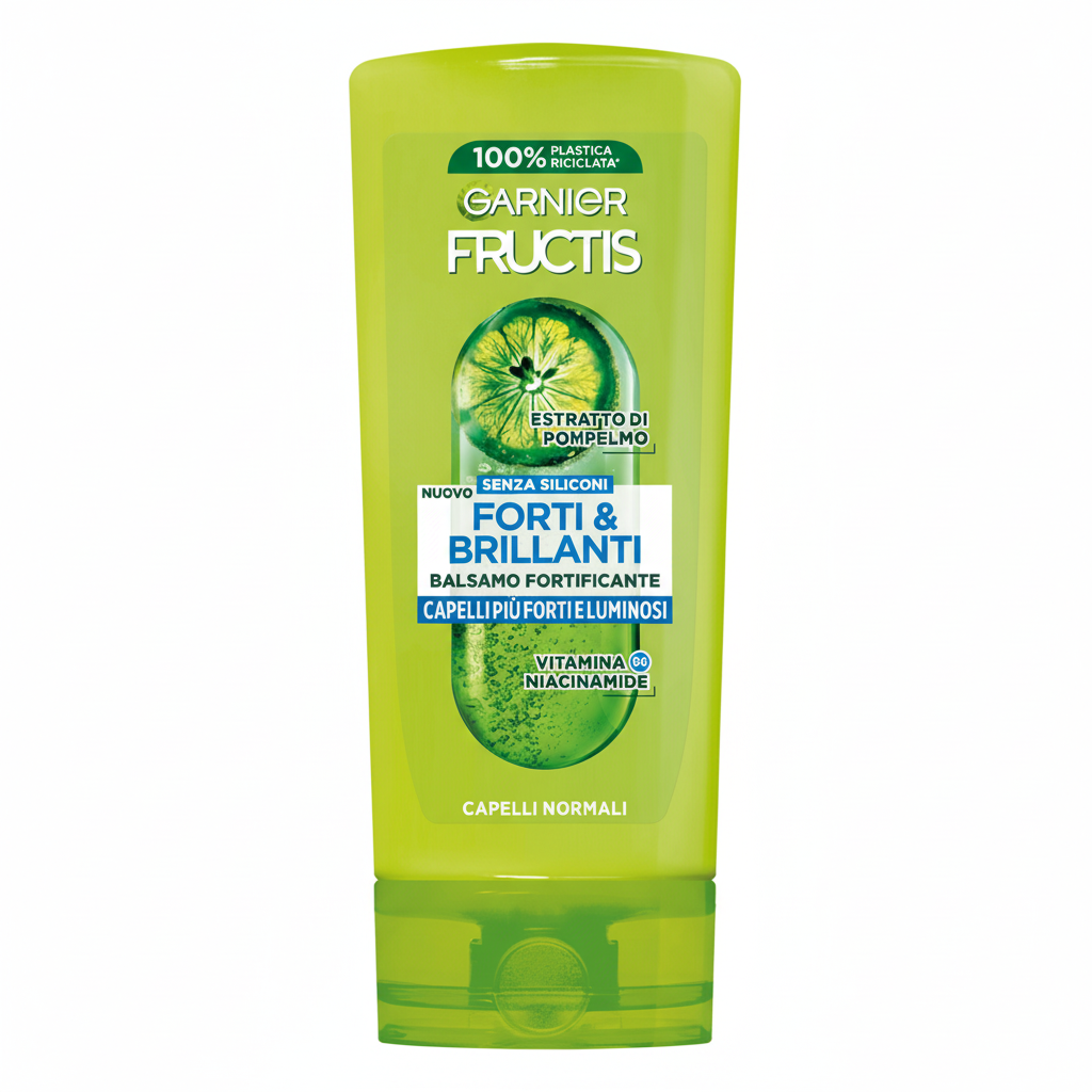 Garnier Fructis Forti & Brillanti Balsamo Fortificante Senza Siliconi con Estratto di Pompelmo Vitamina C e Niacinamide per Capelli Normali (200ml)