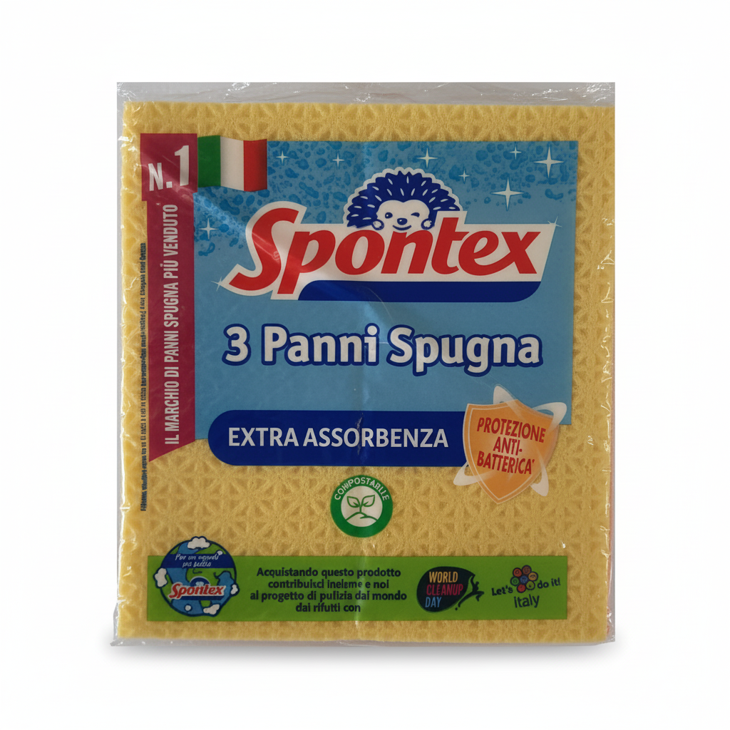 Spontex 3 Panni Spugna Extra Assorbenza krpe sunđer ekstra upijanje antibakterijska zaštita Made in Italy (3 komada)