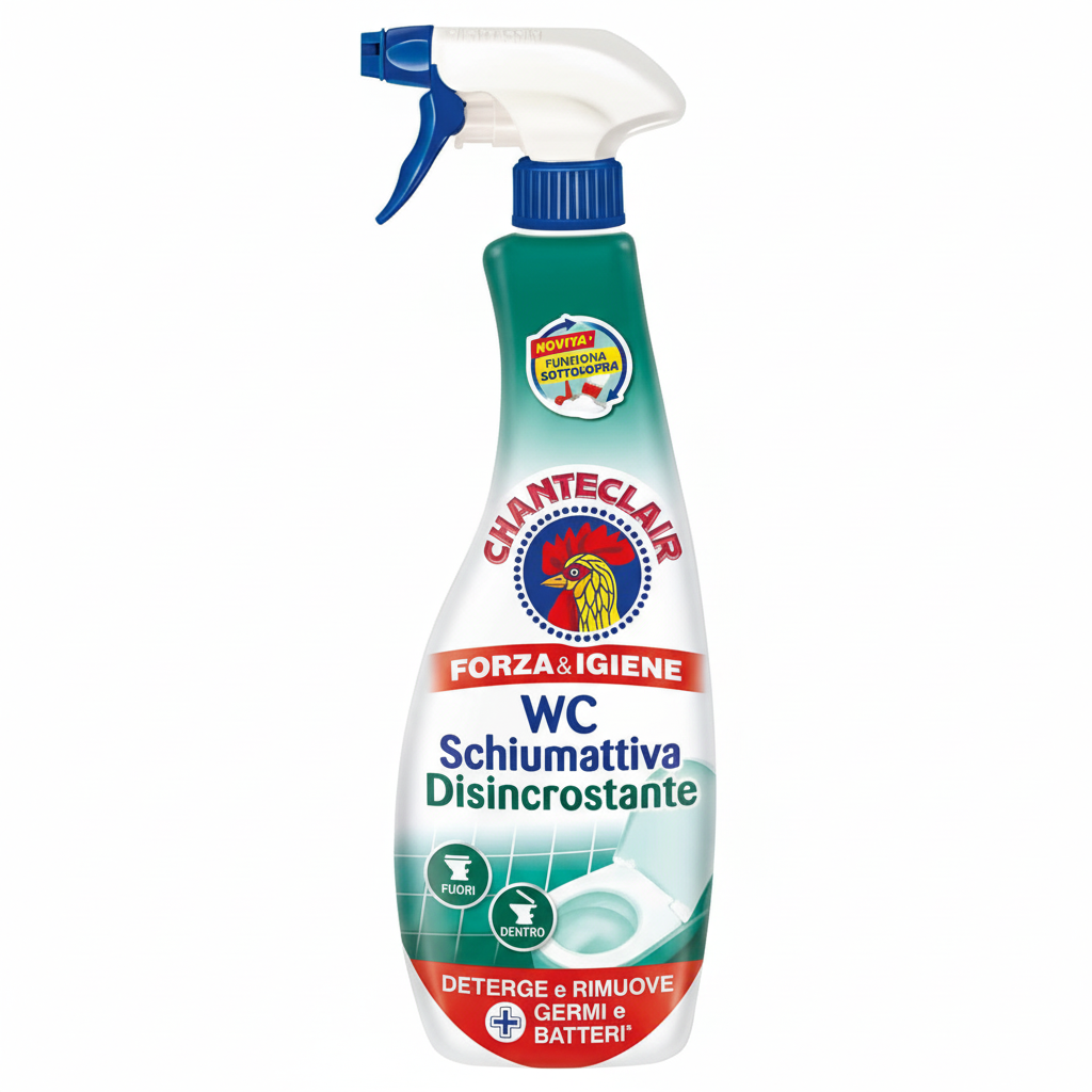 Chanteclair Forza & Igiene WC Schiumattiva Disincrostante Deterge e Rimuove Germi e Batteri Funzione Sottosopra (625ml)