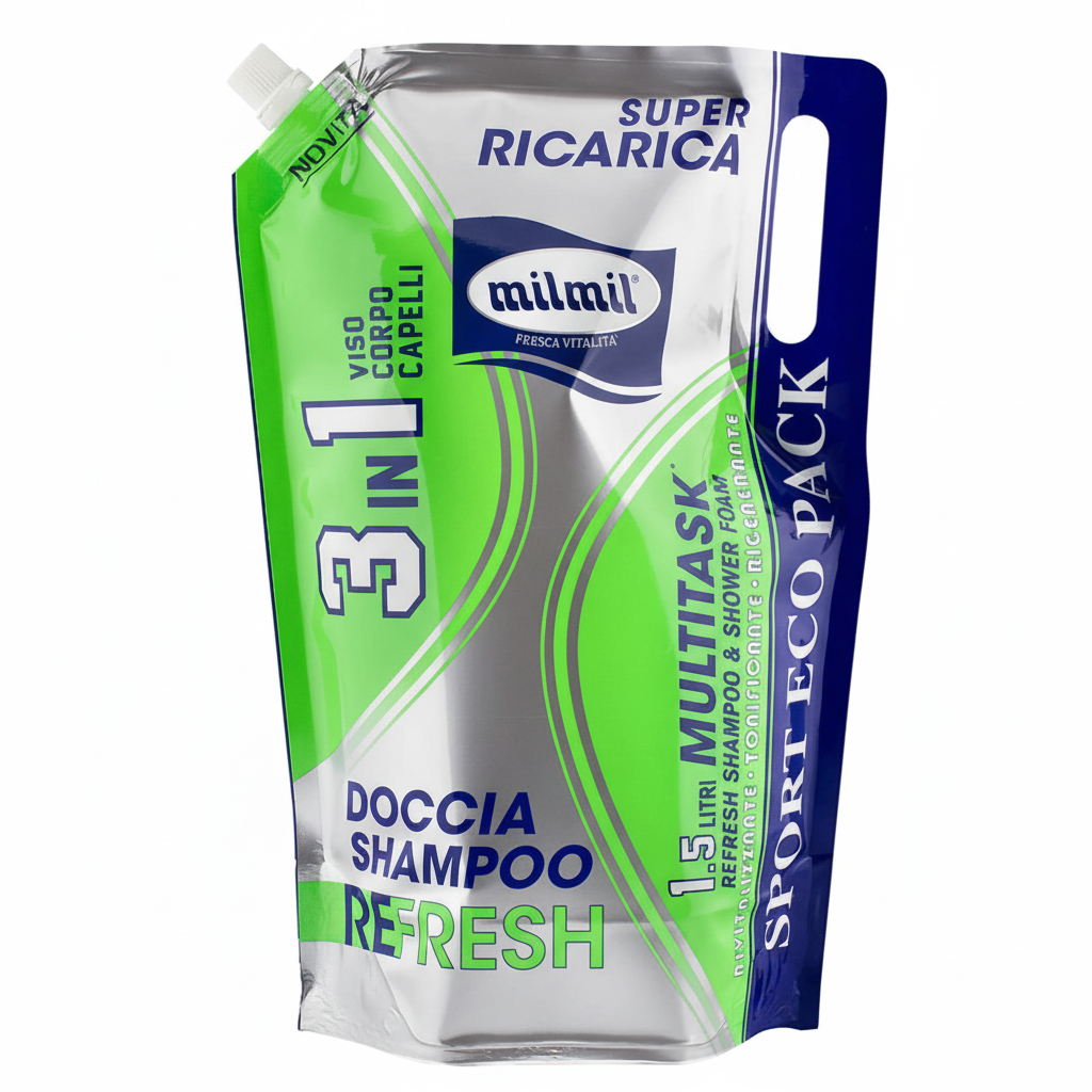 Mil Mil 3in1 Doccia Shampoo Refresh Super Ricarica Multitask Viso Corpo Capelli Sport Eco Pack (2L)