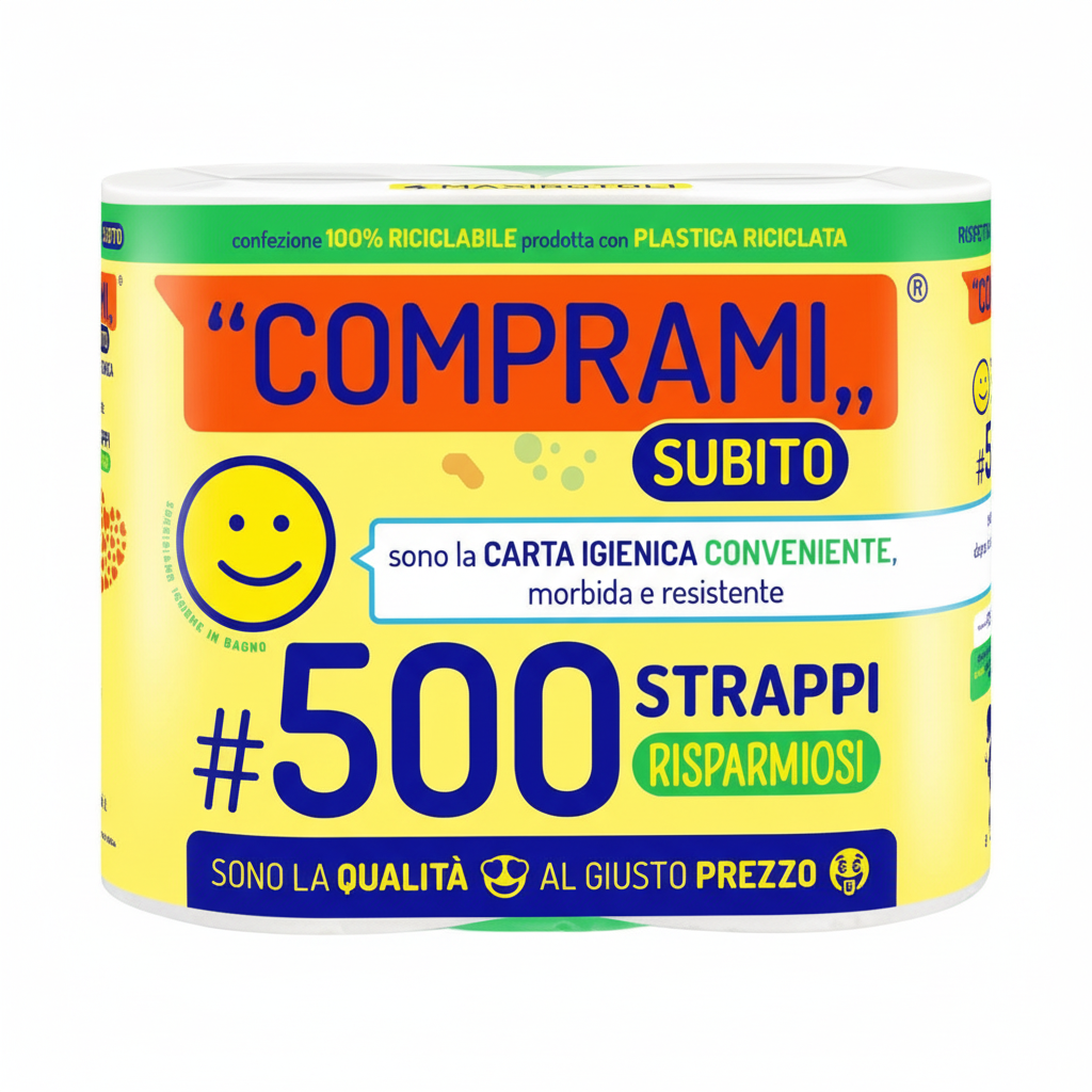 Comprami Subito Carta Igienica toalet papir 500 listova 2 sloja 100% reciklabilno pakovanje ekonomično (4 rolne)