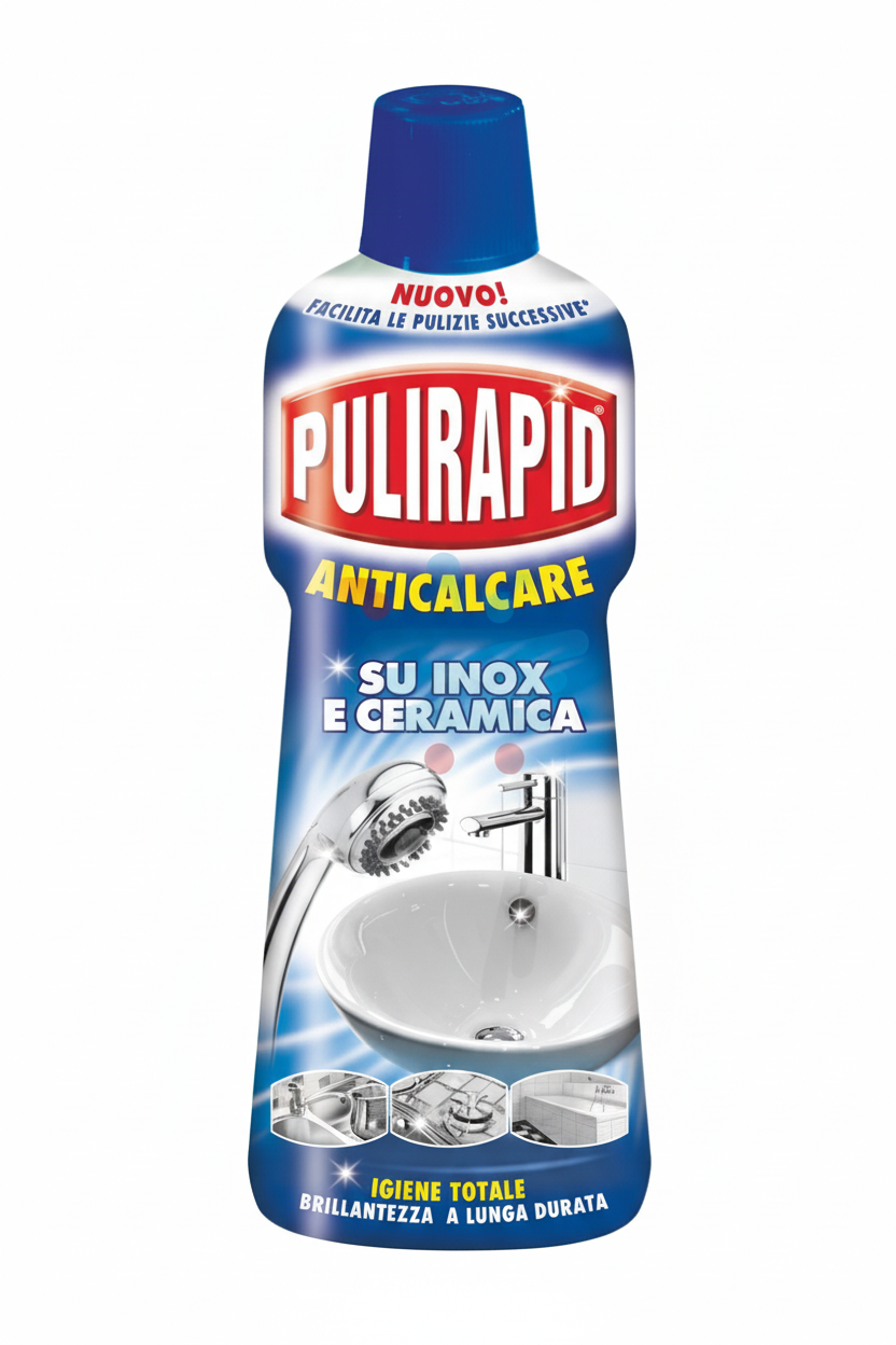 Pulirapid Anticalcare su Inox e Ceramica Igiene Totale Brillantezza a Lunga Durata Facilita le Pulizie Successive (500ml)
