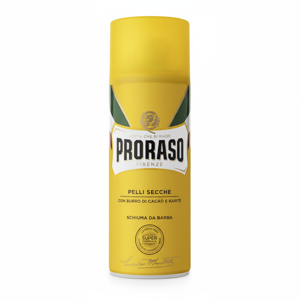 Proraso Schiuma da Barba Pelli Secche con Burro di Cacao e Karité Shaving Foam Dry Skin Made in Italy (400ml)