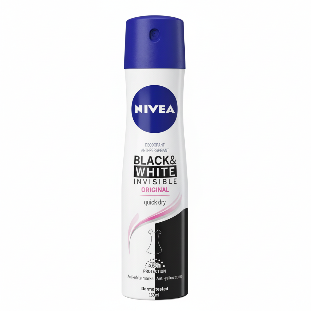 Nivea Black & White Invisible Original Deo Spray dezodorans za žene 48h zaštita protiv žutih i bijelih mrlja quick dry (150ml)