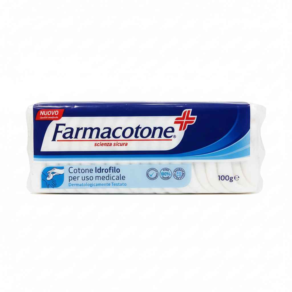 Farmacotone Cotone Idrofilo per Uso Medicale Scienza Sicura Dermatologicamente Testato Assorbente Sterile Made in Italy (100g)