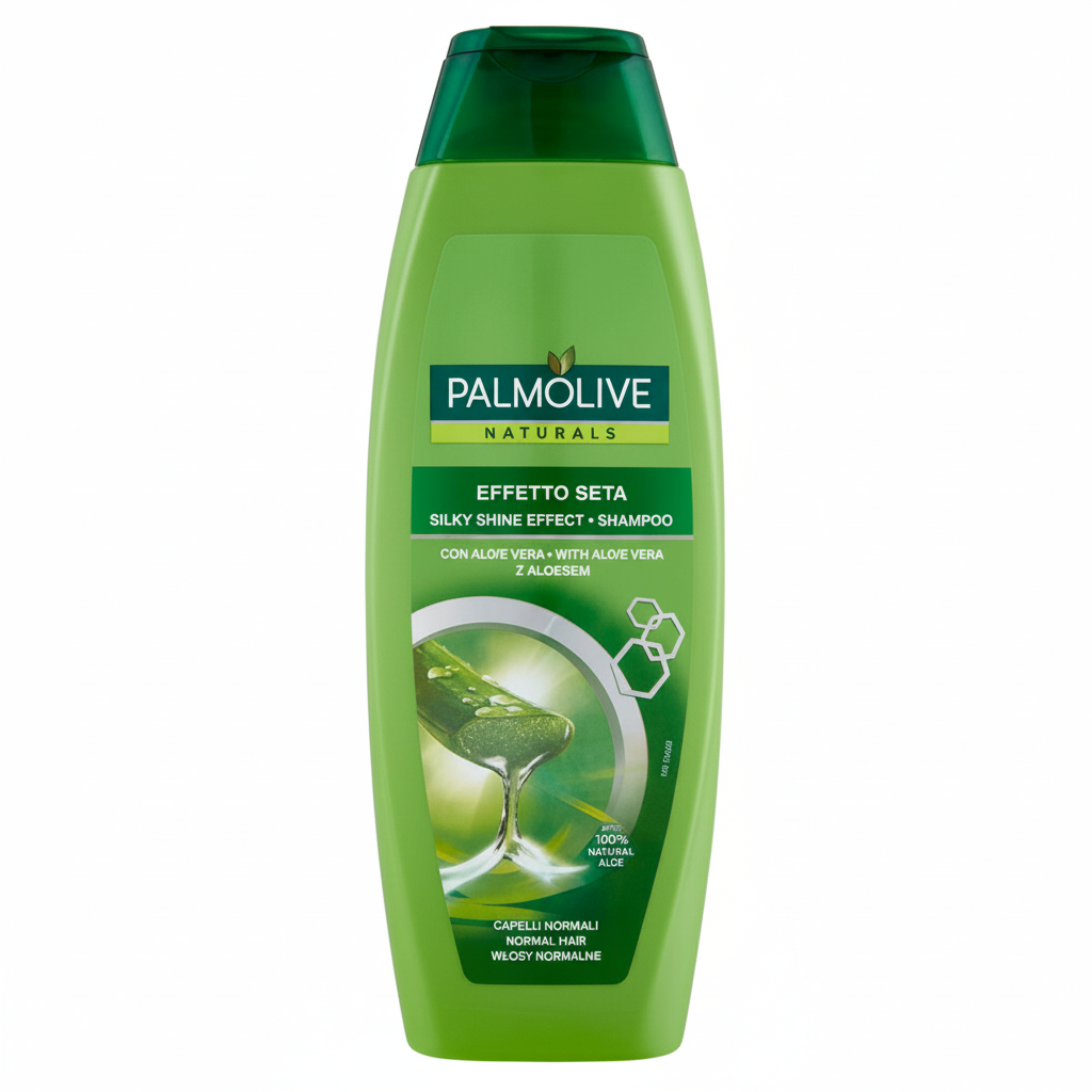 Palmolive Naturals Effetto Seta Shampoo con Aloe Vera 100% Naturale Silky Shine Effect Dermatologicamente Testato (350ml)