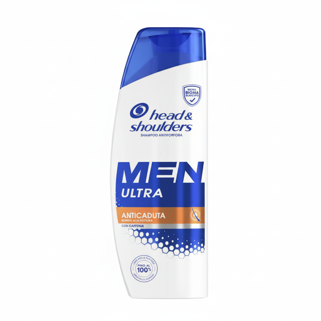 Head & Shoulders Men Ultra Anticaduta Shampoo Antiforfora con Caffeina Rinforza i Capelli dalla Radice Fino a 100% Protezione dalla Forfora (225ml)