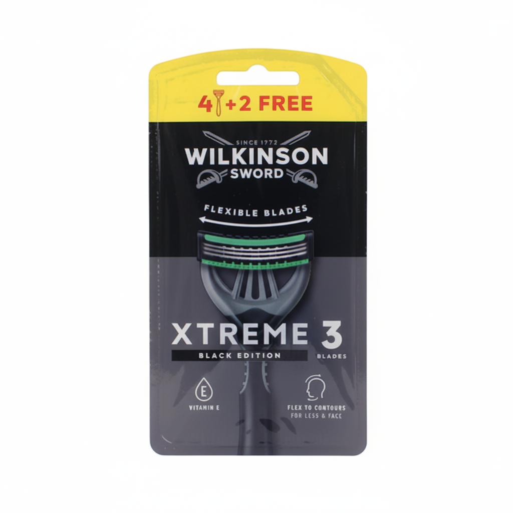 Wilkinson Sword Xtreme 3 Black Edition jednokratni brijači 3 oštrice fleksibilne sa vitaminom E (4+2 gratis)