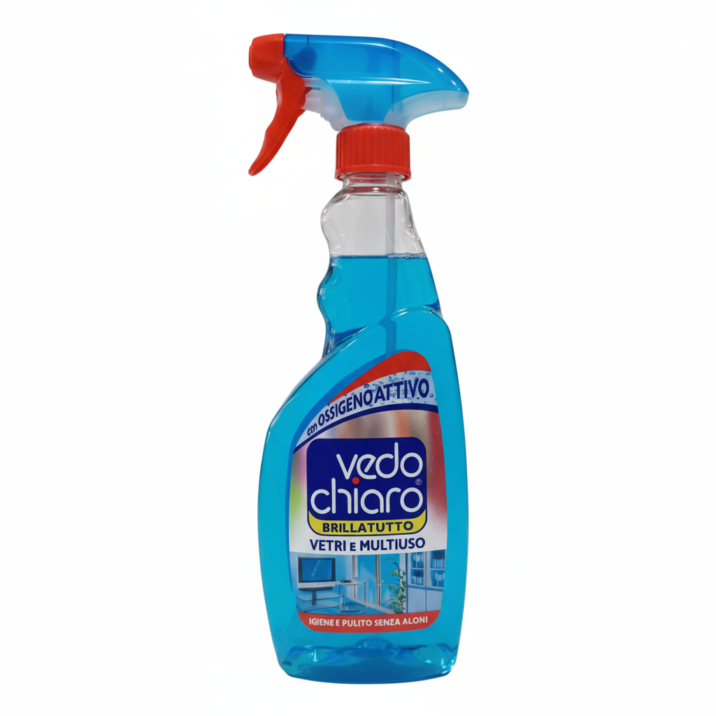 Vedo Chiaro Brillatutto Vetri e Multiuso con Ossigeno Attivo Igiene e Pulito Senza Aloni (750ml)