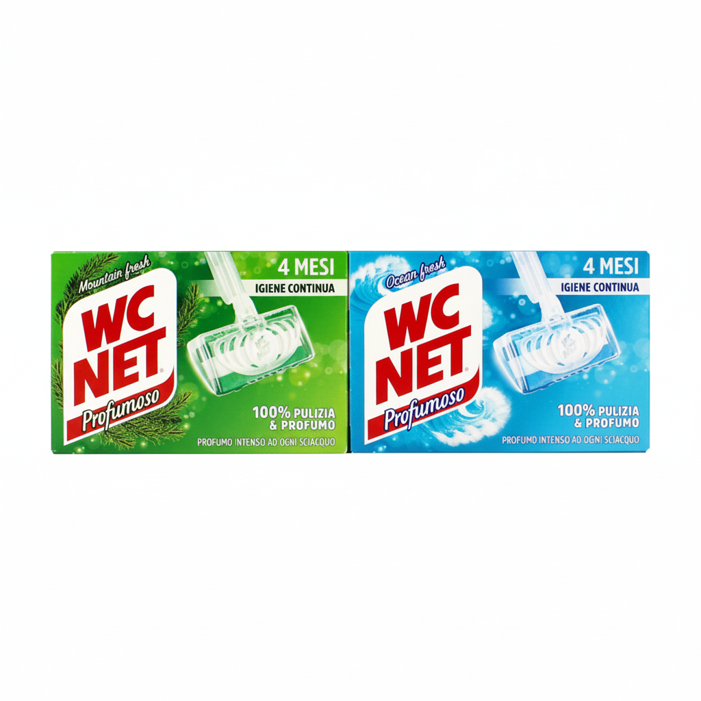 WC Net Profumoso Duo Pack Mountain Fresh + Ocean Fresh osvježivač za WC šolju 2 mirisa kontinuirana higijena 4 mjeseca (2 komada)