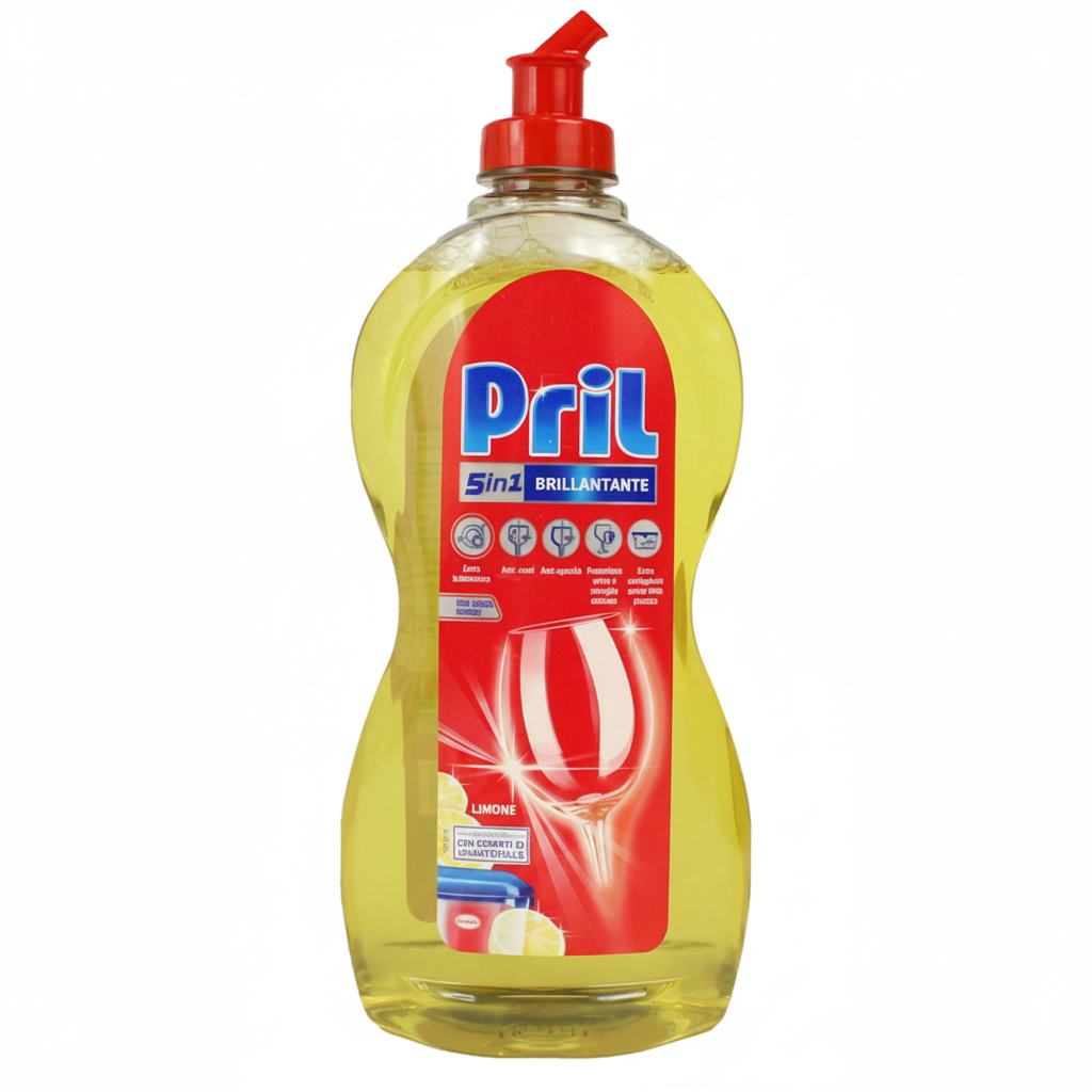 Pril 5in1 Brillantante Limone Lava Sgrassa Protegge Profuma Lascia Brillare con Estratti Lavastoviglie (500ml)