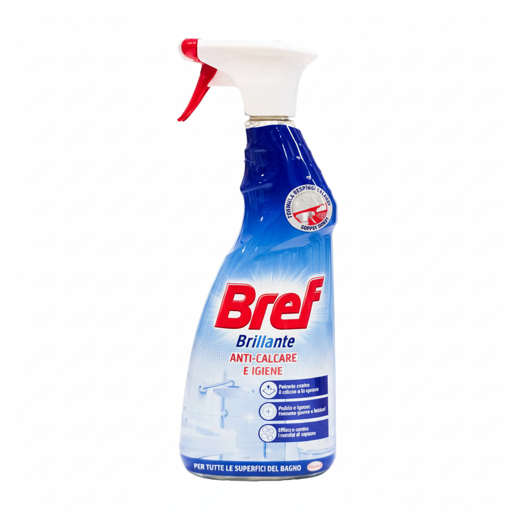 Bref Brillante Anti-Calcare e Igiene Pulisce e Igienizza Rimuove Germi e Batteri Efficace Contro i Residui di Sapone (750ml)