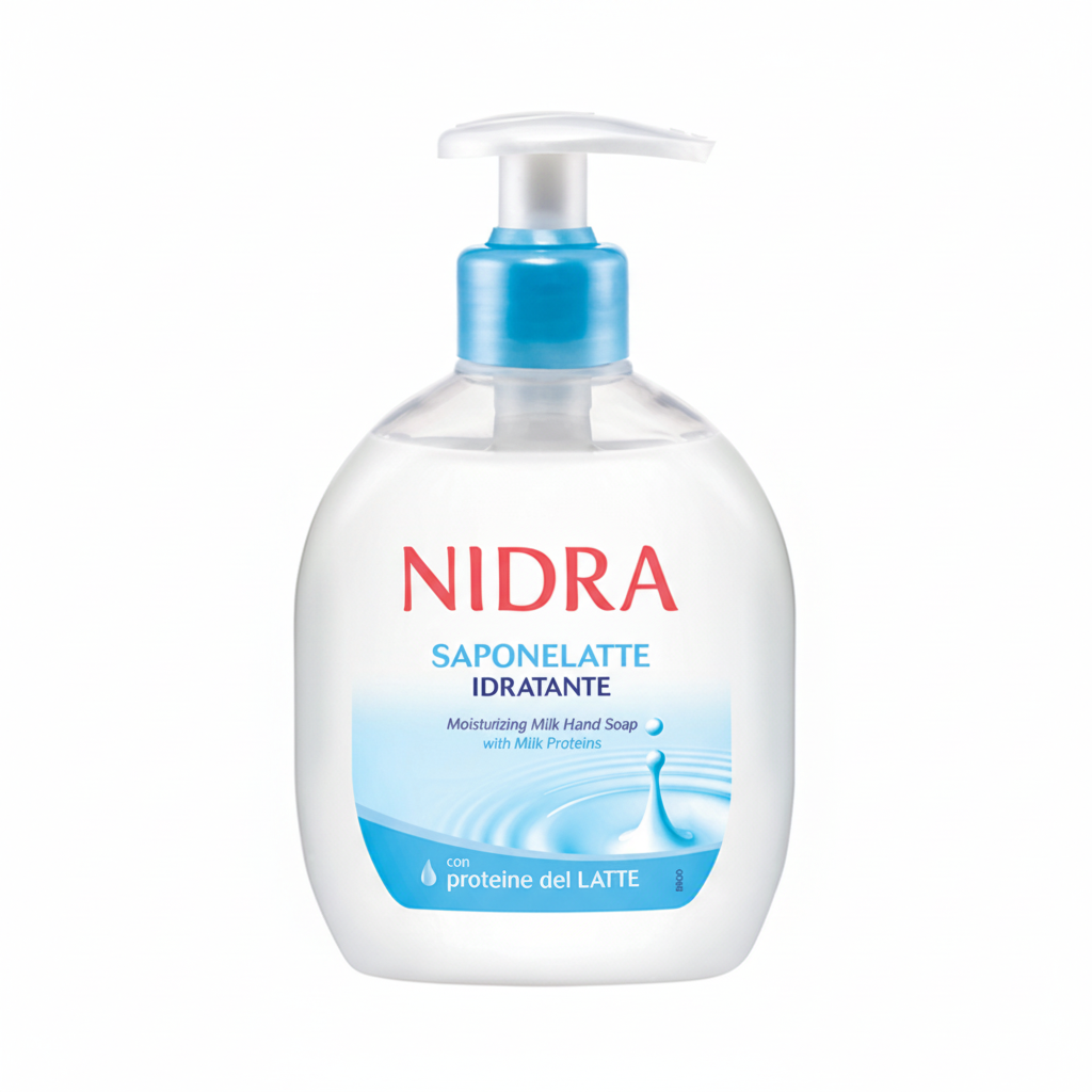 Nidra Saponelatte Idratante Liquid Hand Soap Moisturizing Milk con Proteine del Latte Made in Italy (300ml)
