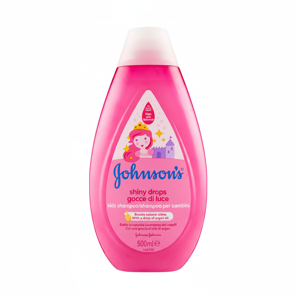 Johnson's Shiny Drops Gocce di Luce Kids Shampoo per Bambini con Olio di Argan Esalta la Naturale Lucentezza Non Più Lacrime (500ml)