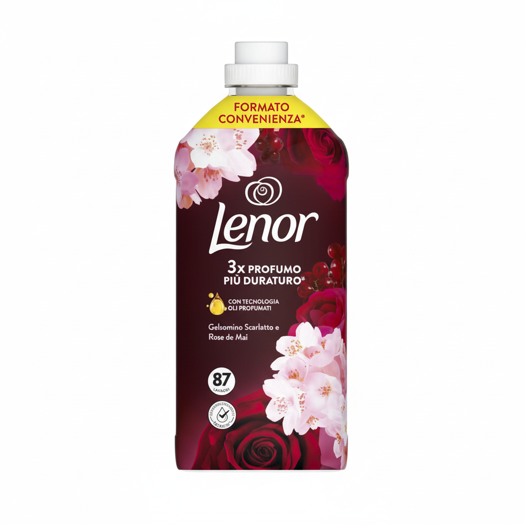 Lenor Ammorbidente Gelsomino Scarlatto e Rose de Mai 3X Profumo Più Duraturo (87 pranja)