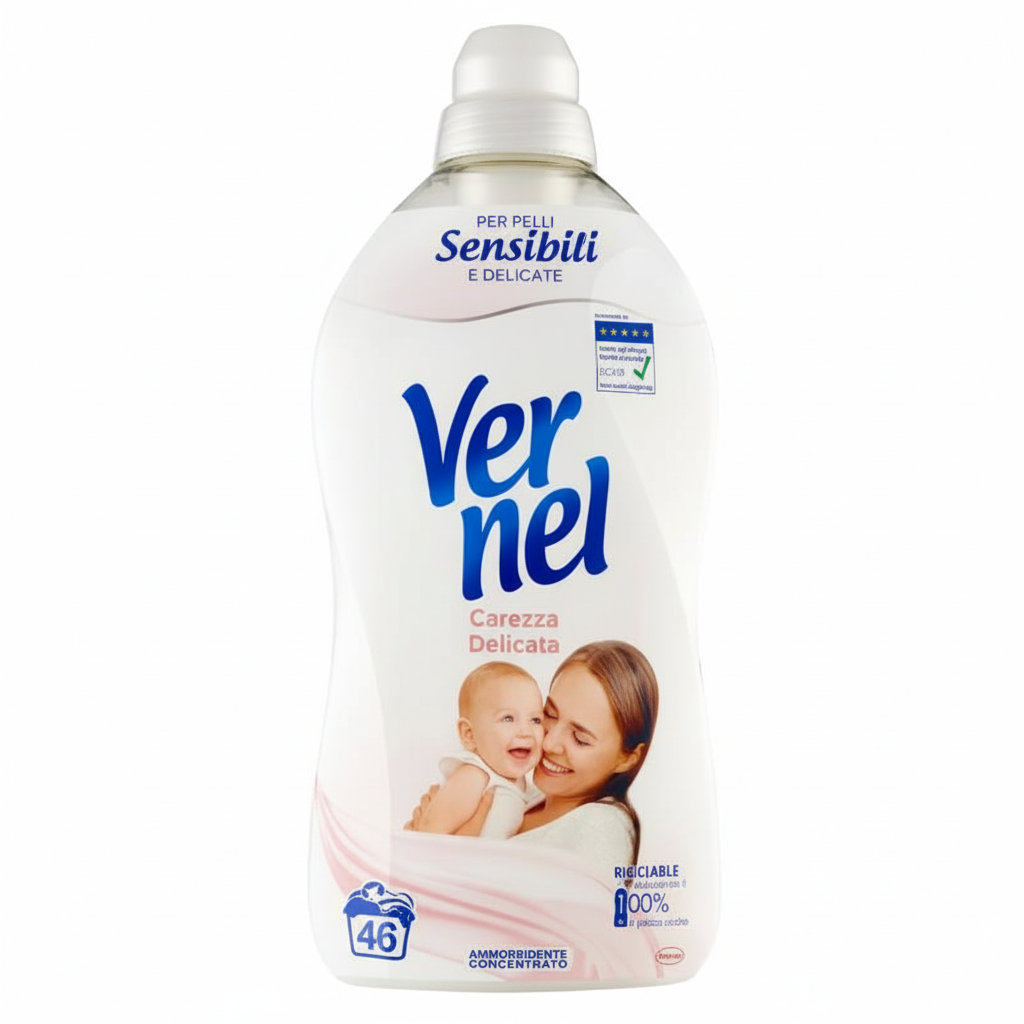Vernel Ammorbidente Concentrato Carezza Delicata per Pelli Sensibili e Delicate (46 pranja)